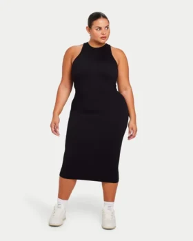 Robe midi Racer pour femme – noire