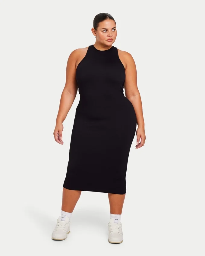 Robe midi Racer pour femme – noire Robe midi Racer pour femme – noire
