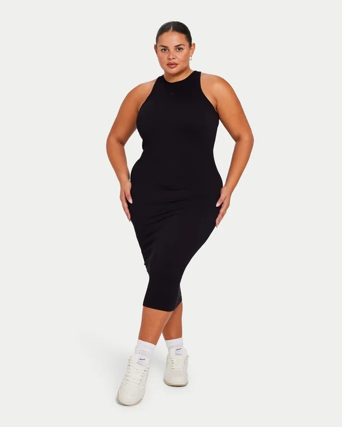 Robe midi Racer pour femme – noire Robe midi Racer pour femme – noire