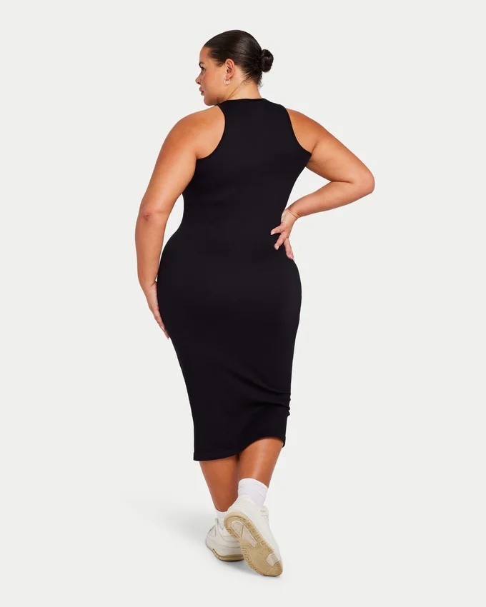 Robe midi Racer pour femme – noire Robe midi Racer pour femme – noire