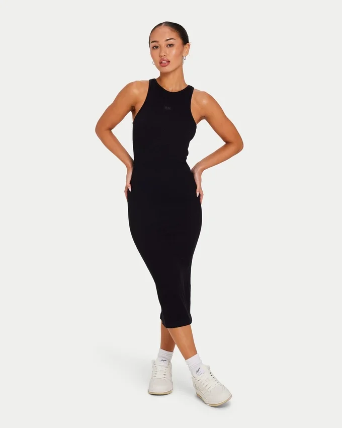 Robe midi Racer pour femme – noire Robe midi Racer pour femme – noire