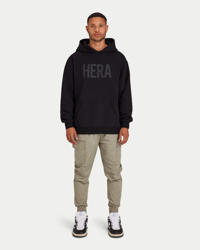 Sweat à capuche Label pour homme – noir Sweat à capuche Label pour homme – noir