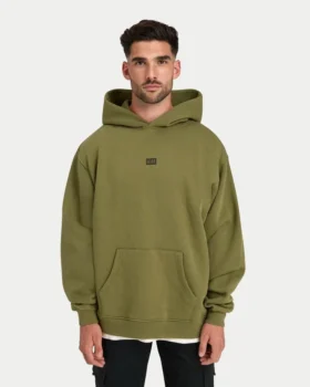 Sweat à capuche oversize « Collective » pour homme – vert olive