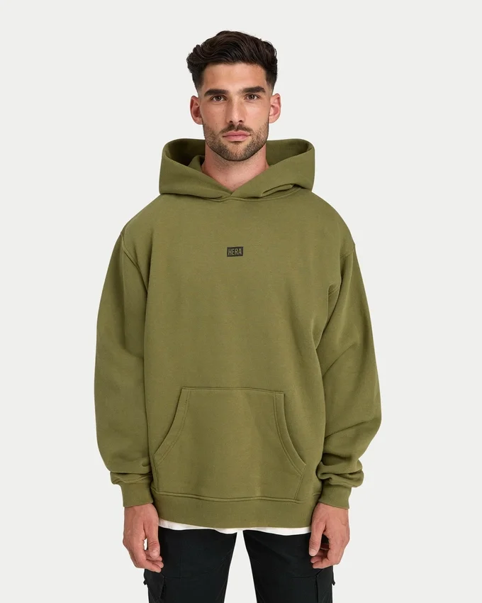 Sweat à capuche oversize « Collective » pour homme – vert olive Sweat à capuche oversize « Collective » pour homme – vert olive