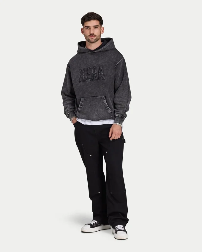 Sweat à capuche oversize délavé Signature pour homme Sweat à capuche oversize délavé Signature pour homme