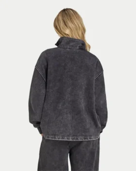 Sweats oversize pour femme à col zippé ¼, effet délavé