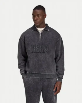 Sweats oversize pour homme à col zippé ¼, effet délavé