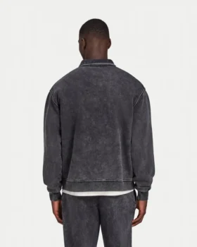 Sweats oversize pour homme à col zippé ¼, effet délavé