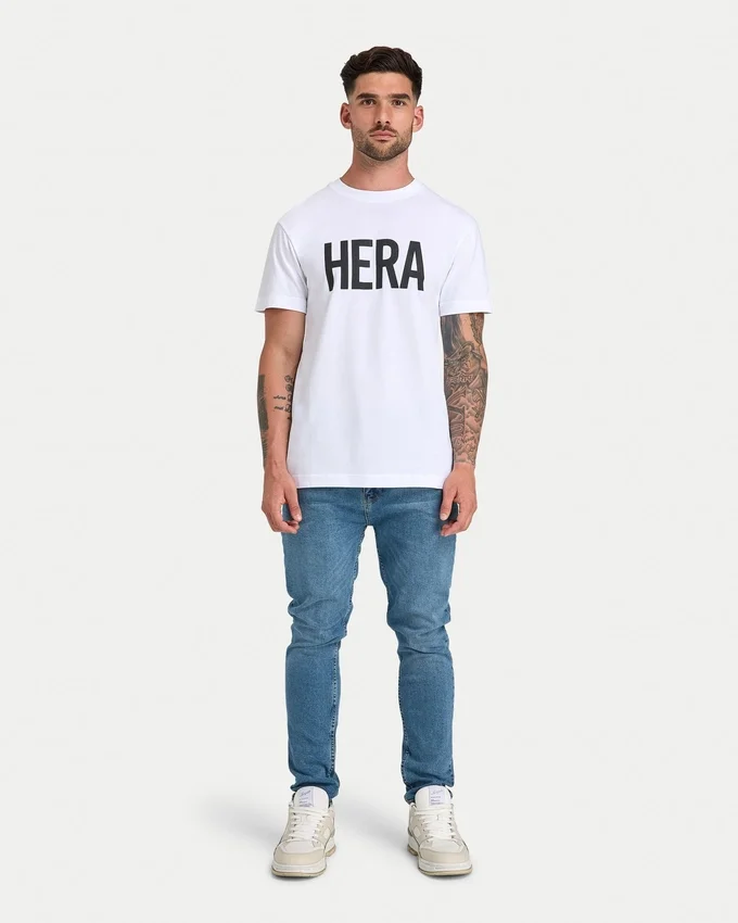 T-shirt Label Regular Fit pour homme – blanc T-shirt Label Regular Fit pour homme – blanc