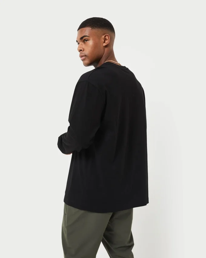T-shirt à manches longues Label pour homme – noir T-shirt à manches longues Label pour homme – noir