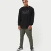 T-shirt à manches longues Label pour homme – noir T-shirt à manches longues Label pour homme – noir