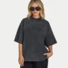 T-shirt oversize délavé Signature pour femme T-shirt oversize délavé Signature pour femme