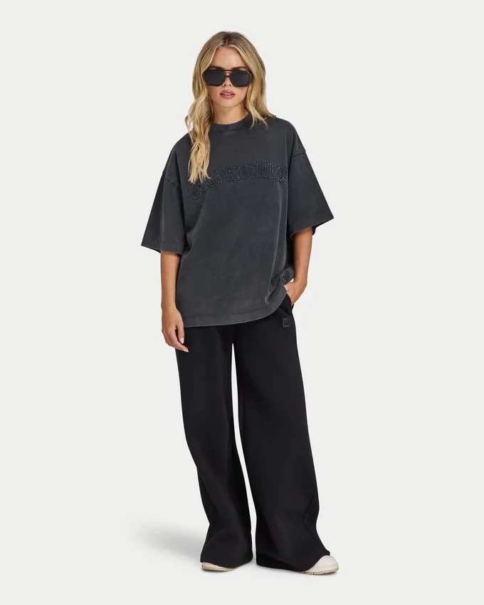 T-shirt oversize délavé Signature pour femme T-shirt oversize délavé Signature pour femme
