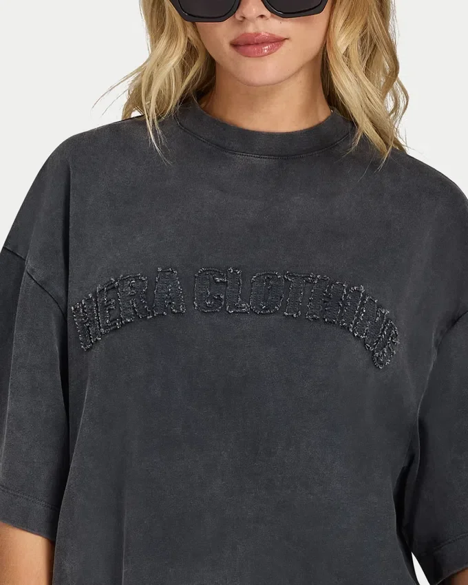 T-shirt oversize délavé Signature pour femme T-shirt oversize délavé Signature pour femme